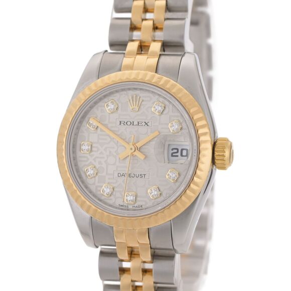 2007 Rolex Datejust 179173 Jubilee Diamond Dial 18k Gold 26mm Ladies Watch + Box - Picture 4 of 14